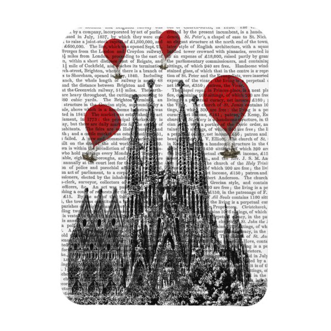 Sagrada Familia und Red Hot Air Balloons Magnet (Vertikal)