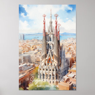 Sagrade Familia Barcelona Der berühmte Platz Poster
