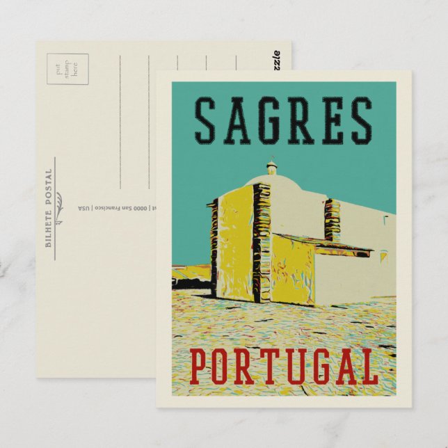 Sagres promonelle Abbildung Algarve Portugal Postkarte (Vorne/Hinten)