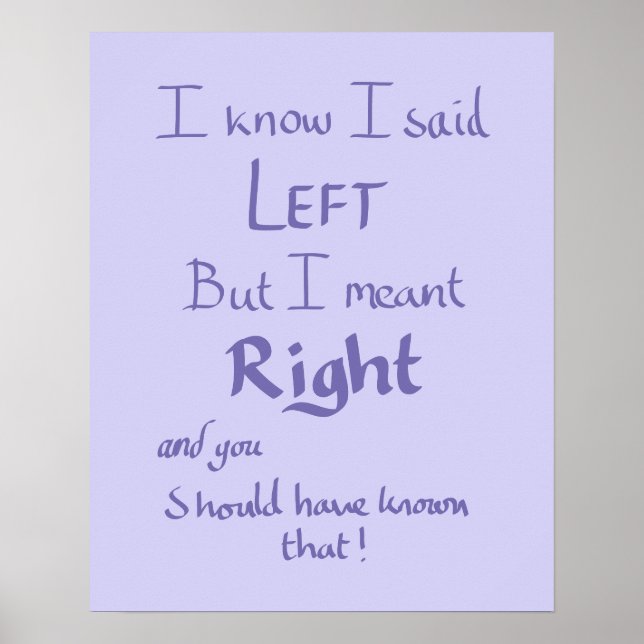 Sagte Links Funny Argument Zitat Spaß Lilac Lila Poster (Vorne)