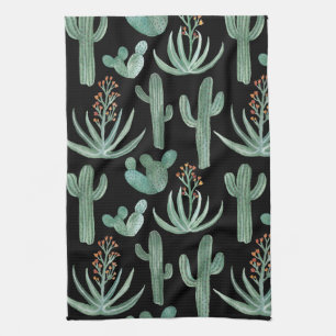 Saguaro Cactus Desert Aloe Pattern Wasserfarbe Geschirrtuch