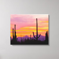 Saguaro Cactus Forest at Sunset