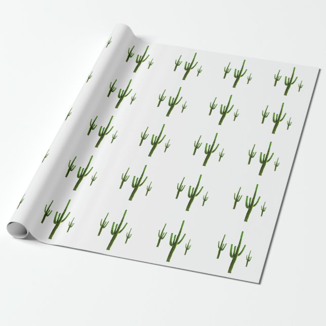 Saguaro Cactus Green Pattern Wüste Geschenkpapier (Ungerollt)