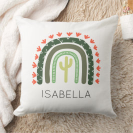 Saguaro Cactus NAME Orange Green Modern Wüste Art Kissen