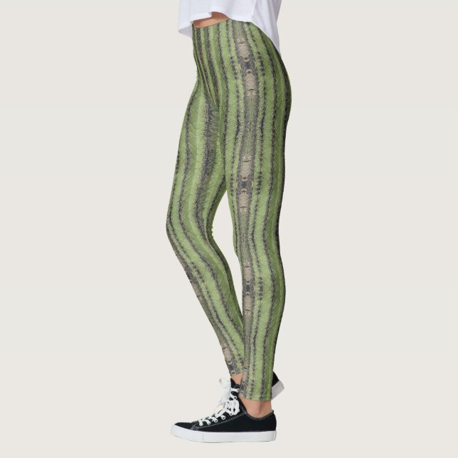Saguaro Cactus Needles Vertical Stripe Südwesten Leggings (Links)