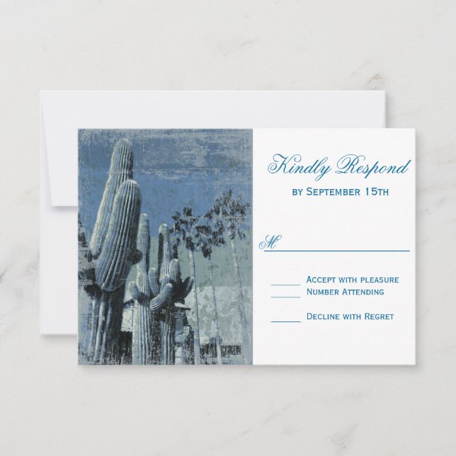 Saguaro Cactus Palm Tree Arizona Wedding RSVP Card Karte (Vorderseite)