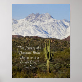 Saguaro Cactus Snow Capped Mountains Arizona USA Poster