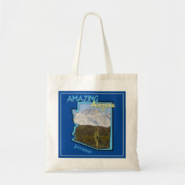 Saguaro Cactus Snowy Mountains Arizona Karte Tragetasche
