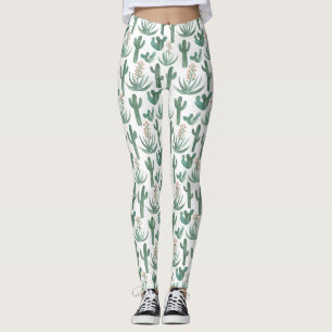 Saguaro Cactus Succulents Watercolor Leggings