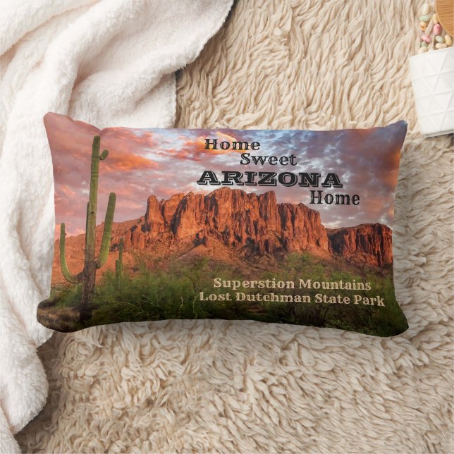 Saguaro Cactus Superstition Mountain Sonnenunterga Lendenkissen (Decke)
