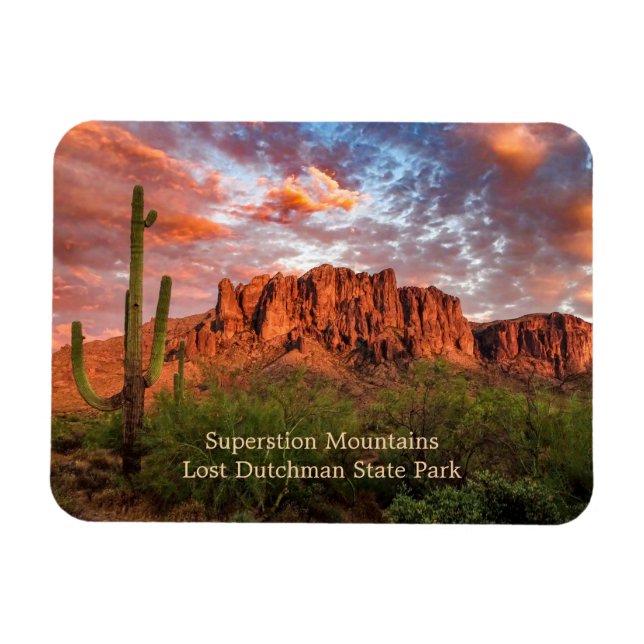 Saguaro Cactus Superstition Mountain Sonnenunterga Magnet (Horizontal)