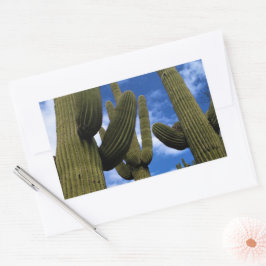 Saguaro Cactus Trio / Blue Sky & Clouds / Arizona Rechteckiger Aufkleber