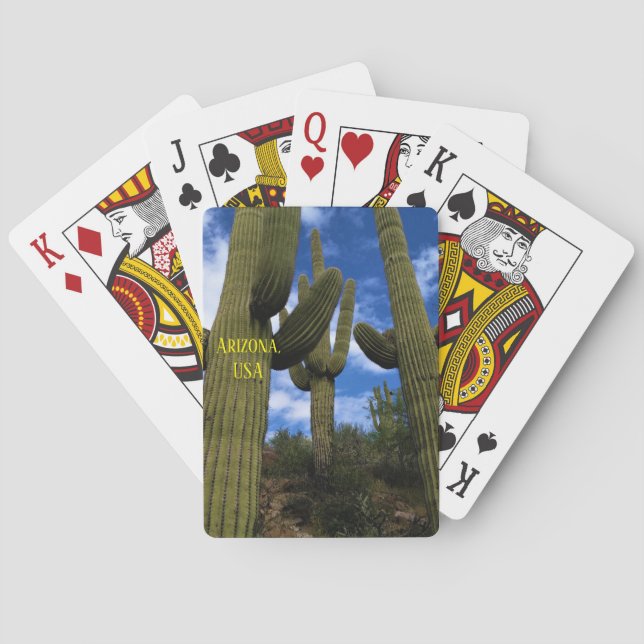 Saguaro Cactus Trio / Blue Sky & Clouds / Arizona Spielkarten (Rückseite)