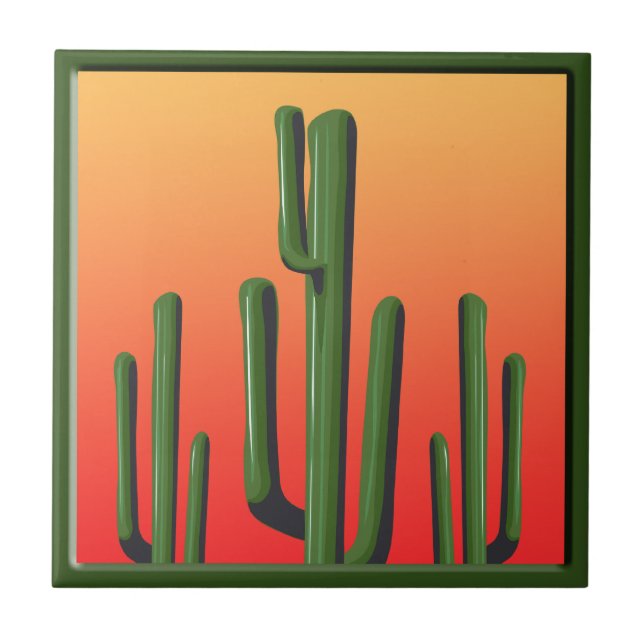 Saguaro Cactus Wohngestaltung Tile Fliese (Vorderseite)