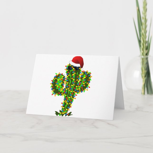 Saguaro Christmas Lights Feiertagskarte (Vorderseite)