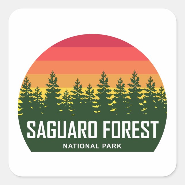 Saguaro Forest National Park Quadratischer Aufkleber (Vorderseite)
