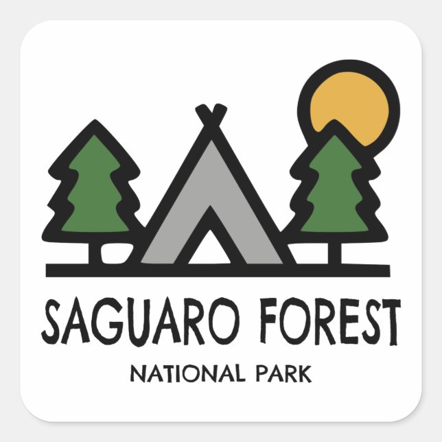 Saguaro Forest National Park Quadratischer Aufkleber (Vorderseite)