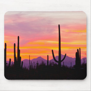 Saguaro-Kakteenwald bei Sonnenuntergang Mousepad