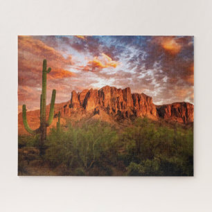 Saguaro Kaktus Aberglaube Berg Sonnenuntergang Kun