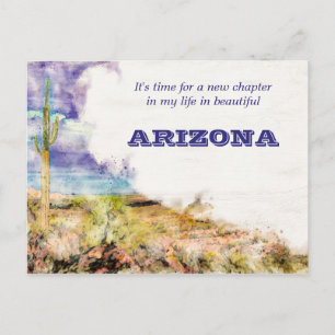 Saguaro Kaktus Aquarell Lila Blau Bewegend AZ Postkarte