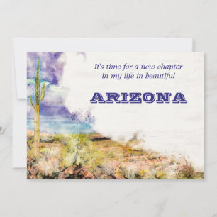 Saguaro Kaktus Aquarell Lila Blau Ich bin umgezoge Ankündigung