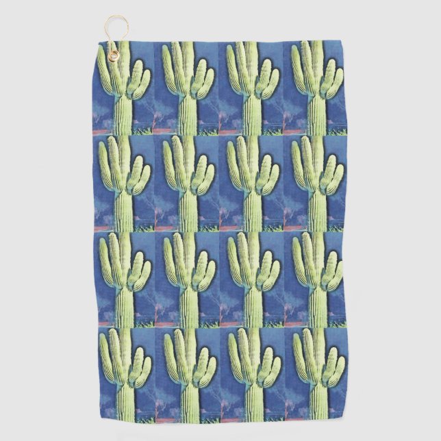 Saguaro-Kaktus-blaues Golf-Tuch Golfhandtuch (Vorderseite)