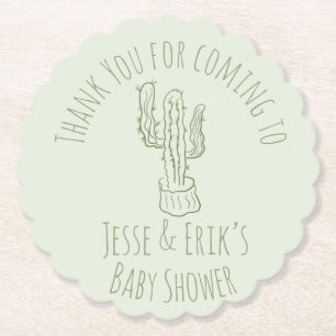Saguaro-Kaktus handgezeichnet Baby Shower Grün     Untersetzer