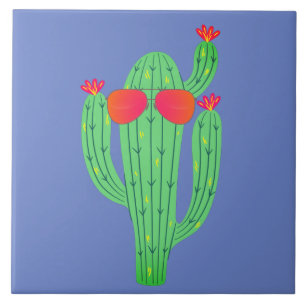 Saguaro-Kaktus mit Sonnenbrille Lustiger Südwesten Fliese