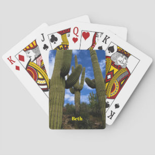 Saguaro-Kaktus-Trio / Blauer Himmel und Wolken / A Spielkarten