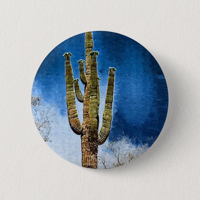 Saguaro-Kaktusmalerei Button (Vorderseite)