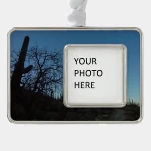 Saguaro Morning am Saguaro Nationalpark Rahmen-Ornament Silber
