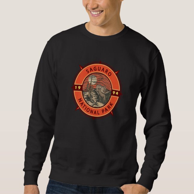 Saguaro National Park Coyote Retro Compass Emblem  Sweatshirt (Vorderseite)