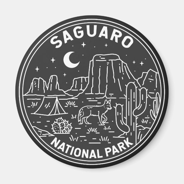 Saguaro Nationalpark Arizona Vintag Monoline Magnet (Vorne)