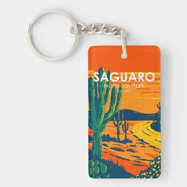 Saguaro Nationalpark Arizona Vintag Schlüsselanhänger (Vorderseite)