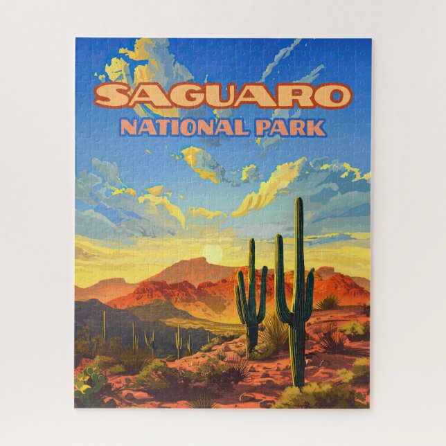 Saguaro Nationalpark Arizona Wüste Kaktus Retro (Vertikal)
