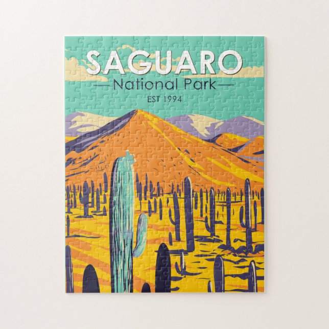 Saguaro Nationalpark Kacti im Frühjahr Vintag (Vertikal)