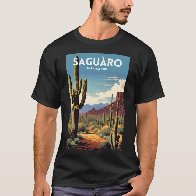 Saguaro Nationalpark Traditionelles Reiseplakat T-Shirt (Vorderseite)
