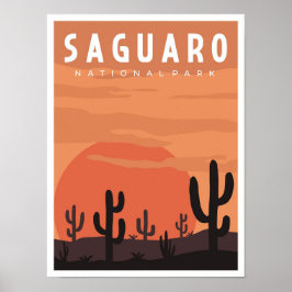 Saguaro Nationalpark Vintage Wandern neben dem Was Poster