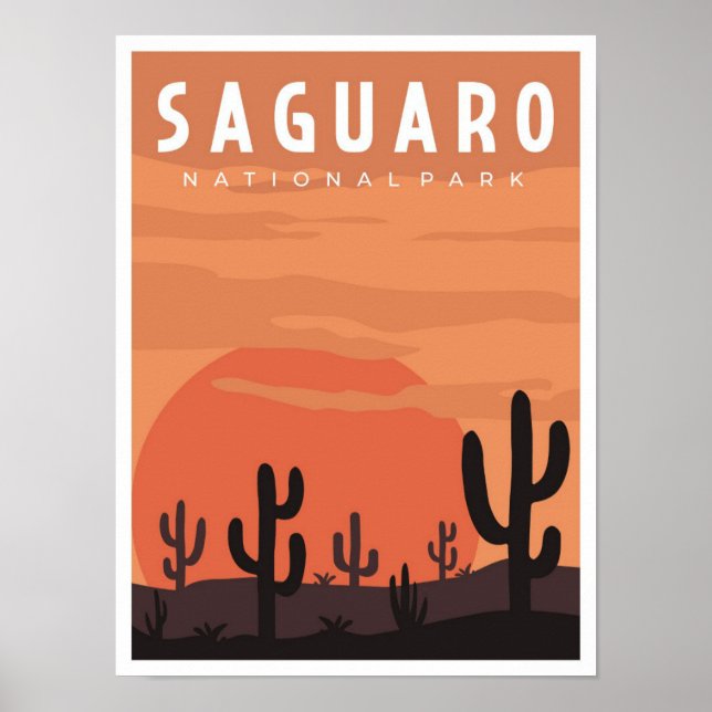 Saguaro Nationalpark Vintage Wandern neben dem Was Poster (Vorne)