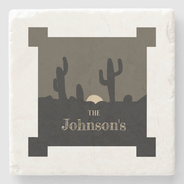 Saguaro Sunset Coaster Steinuntersetzer (Vorderseite)
