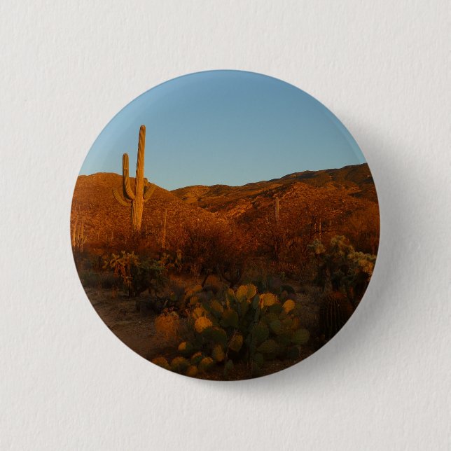 Saguaro Sunset I Arizona Wüste Landschaft Button (Vorderseite)