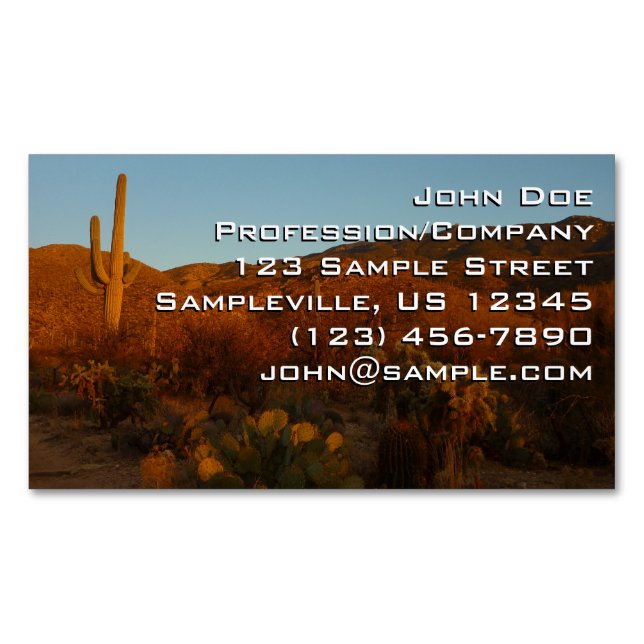 Saguaro Sunset I Arizona Wüste Landschaft Magnetische Visitenkarte (Vorderseite)