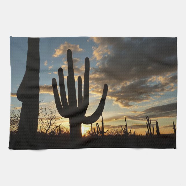 Saguaro Sunset II Arizona Wüste Landschaft Geschirrtuch (Horizontal)
