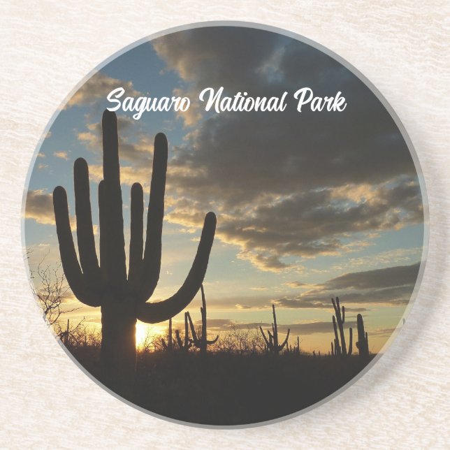 Saguaro Sunset II Arizona Wüste Landschaft Getränkeuntersetzer (Vorne)