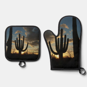 Saguaro Sunset II Arizona Wüste Landschaft Ofenhandschuh & Topflappen-Set