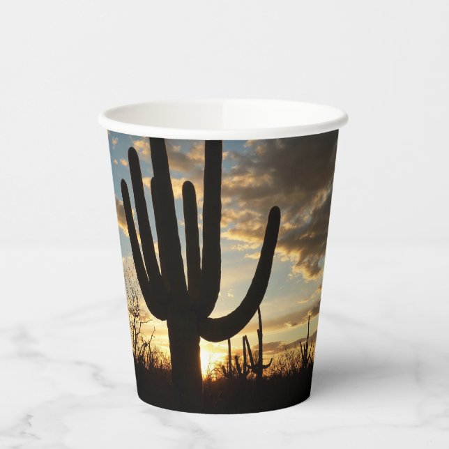 Saguaro Sunset II Arizona Wüste Landschaft Pappbecher (Links)