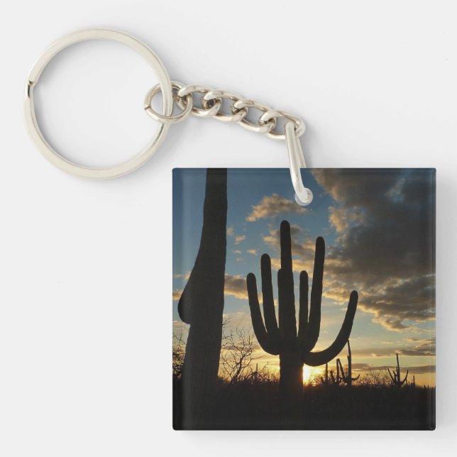Saguaro Sunset II Arizona Wüste Landschaft Schlüsselanhänger (Vorderseite)