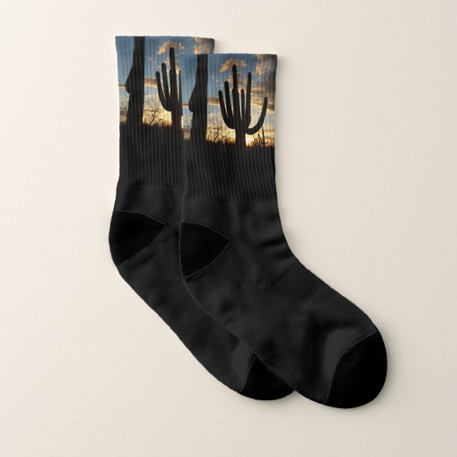 Saguaro Sunset II Arizona Wüste Landschaft Socken (Paar)
