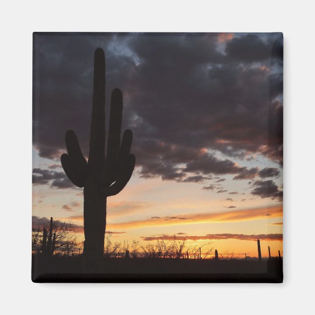Saguaro Sunset III Arizona Wüste Landschaft Magnet (Vorne)