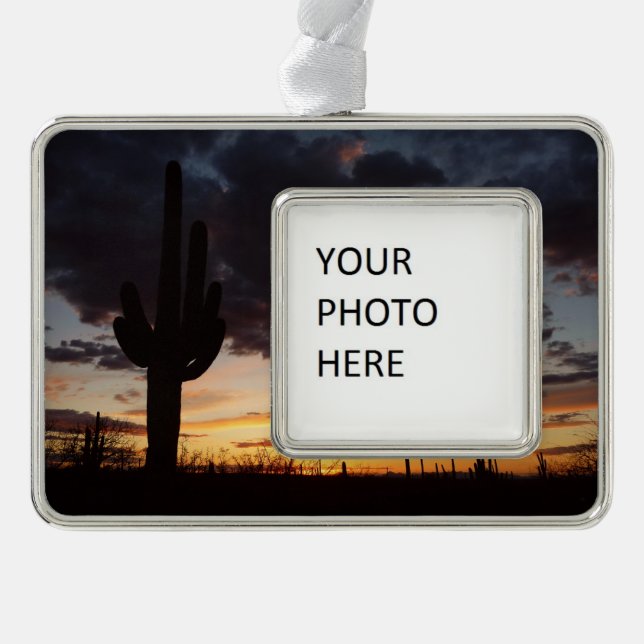 Saguaro Sunset III Arizona Wüste Landschaft Rahmen-Ornament Silber (Vorderseite)